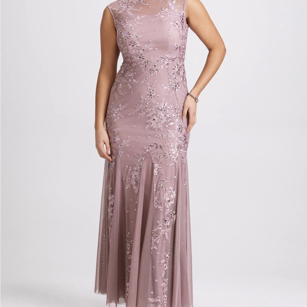 Laura Embroidered Tulle Fit & Flare Dress Size 14 Lavender Pink NWT